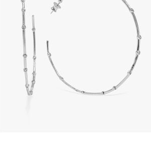 Melinda Maria Silver Textured Hoop Earrings